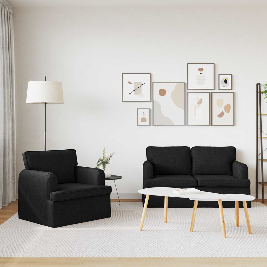 Bank 2 pcs Zwart Metaal