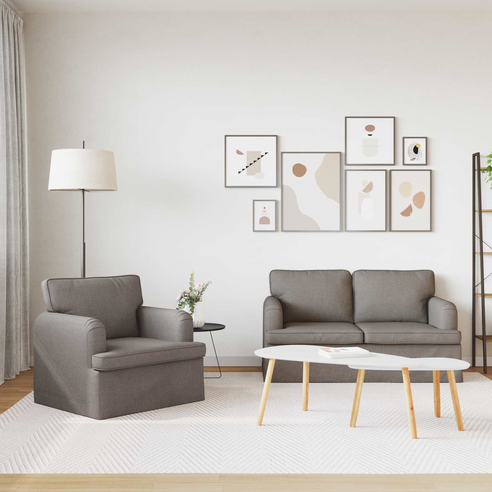 Bank 2 pcs Taupe Metaal