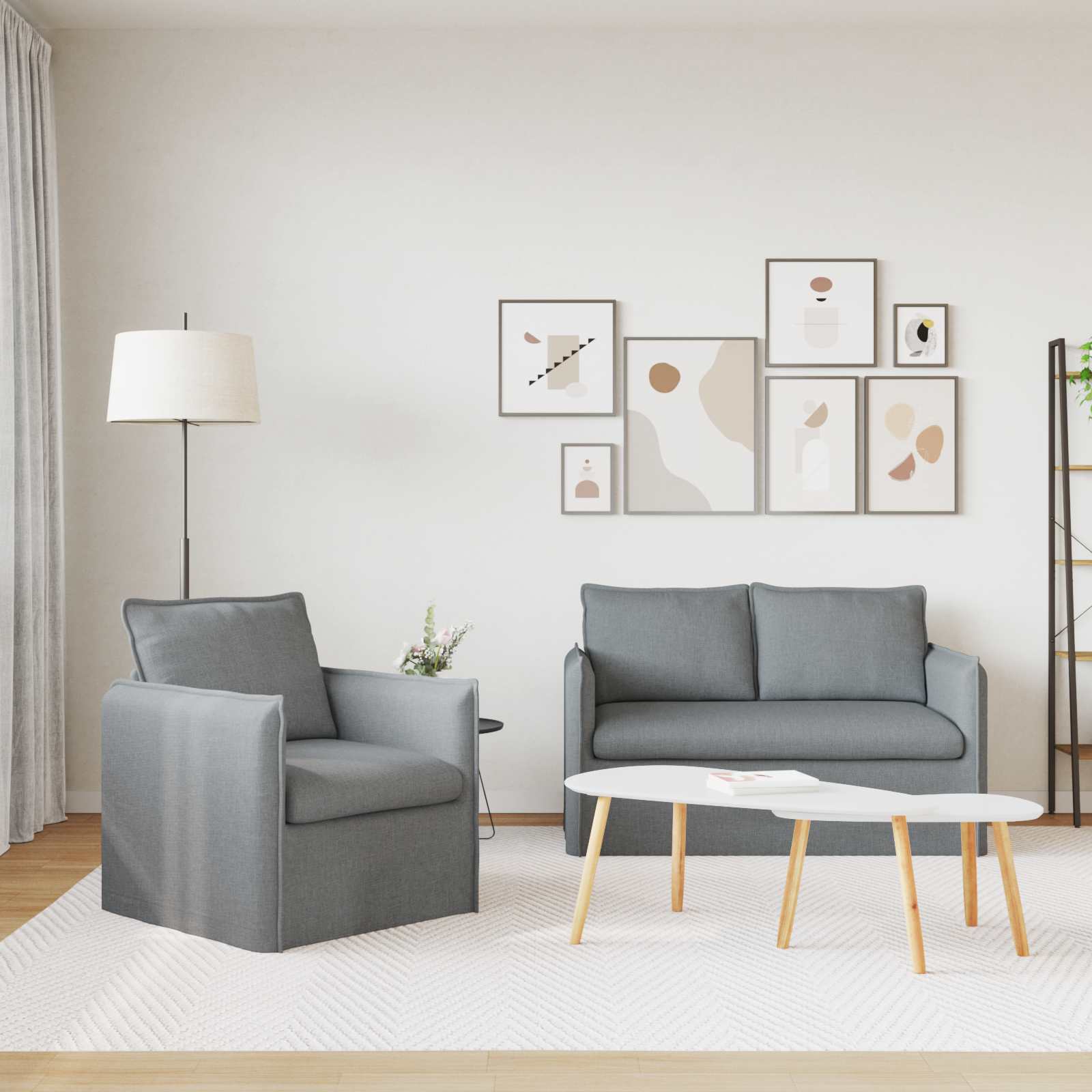 Bank Metaal Lichtgrijs 1-Zit +2-Zit (120 cm)