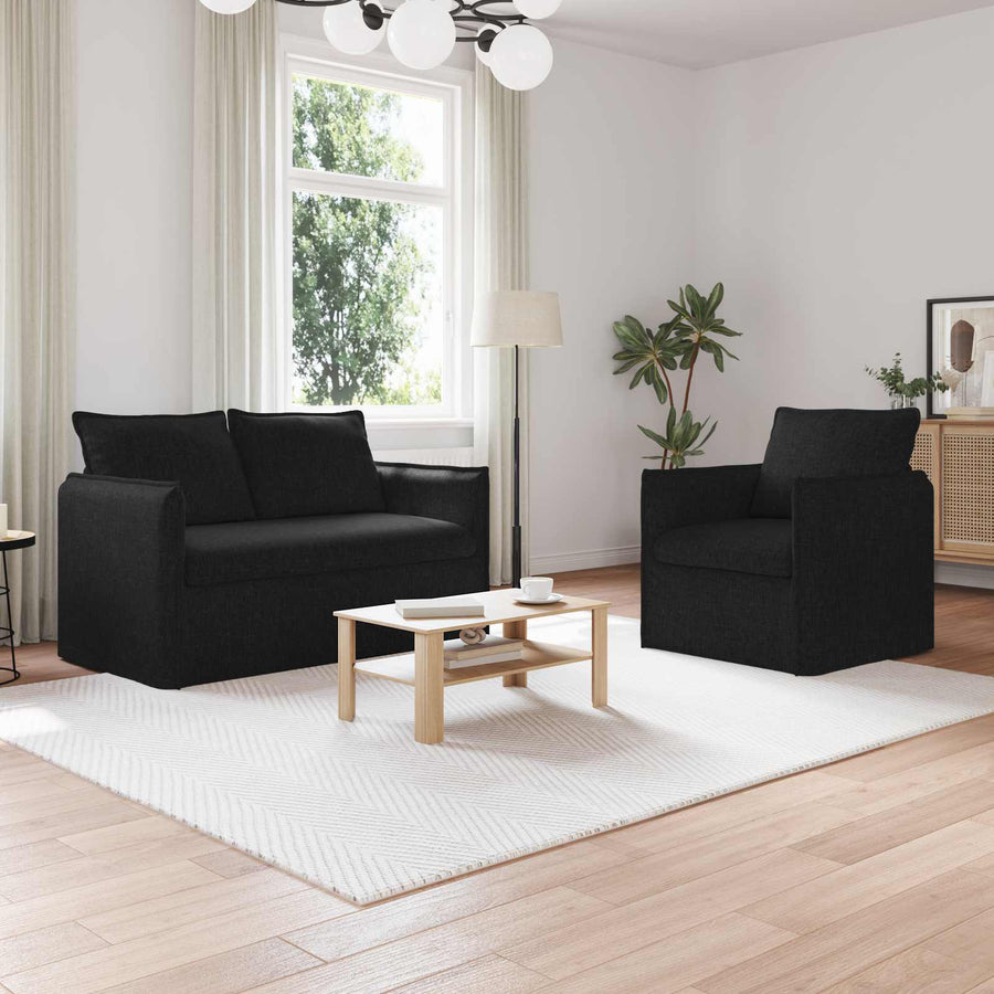 Bank 120cm 2 pcs Zwart Metaal