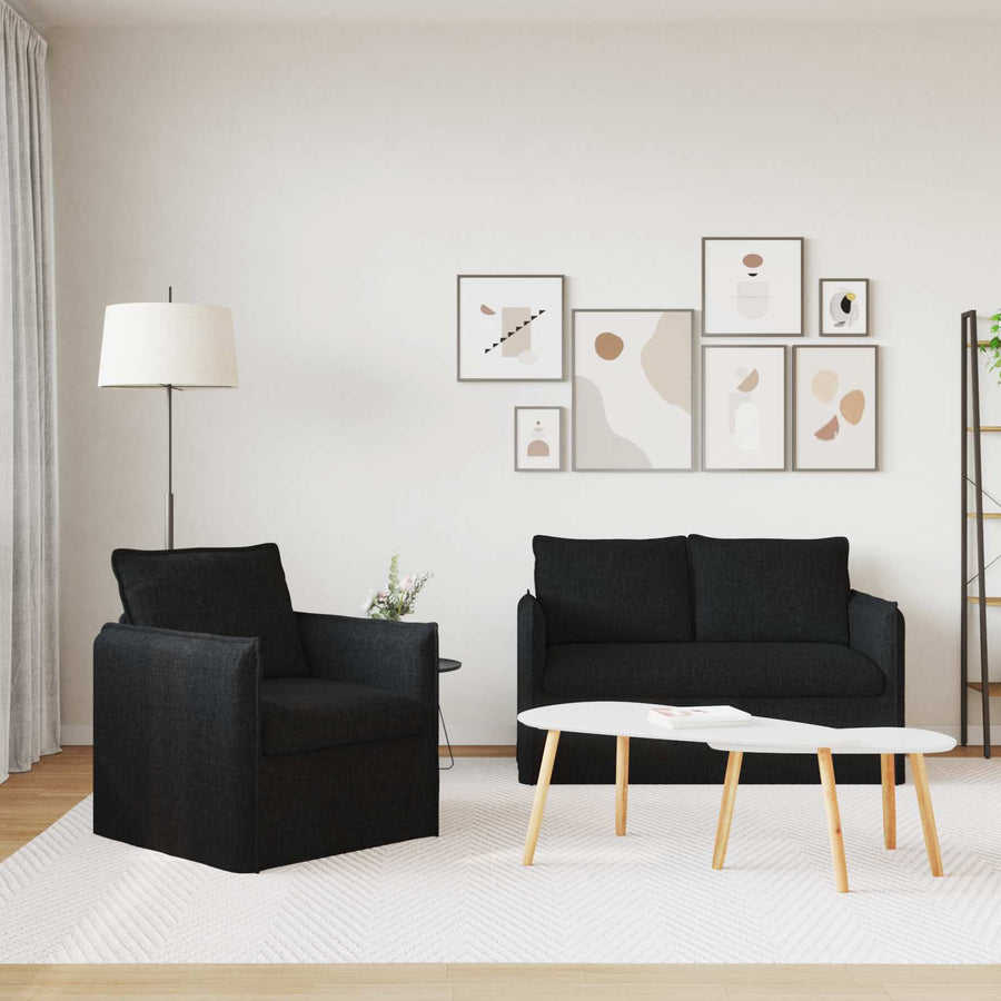 Bank 120cm 2 pcs Zwart Metaal