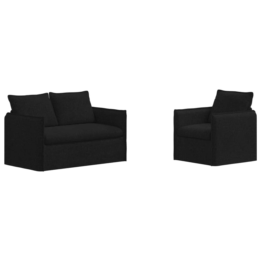 Bank 120cm 2 pcs Zwart Metaal