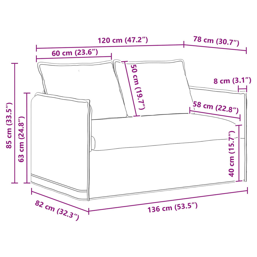 Bank 120cm 2 pcs Zwart Metaal
