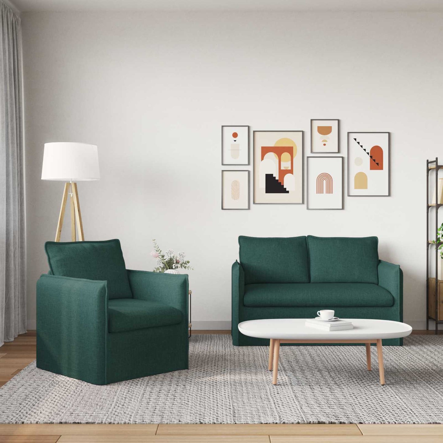 Bank 2 pcs Donkergroen Metaal