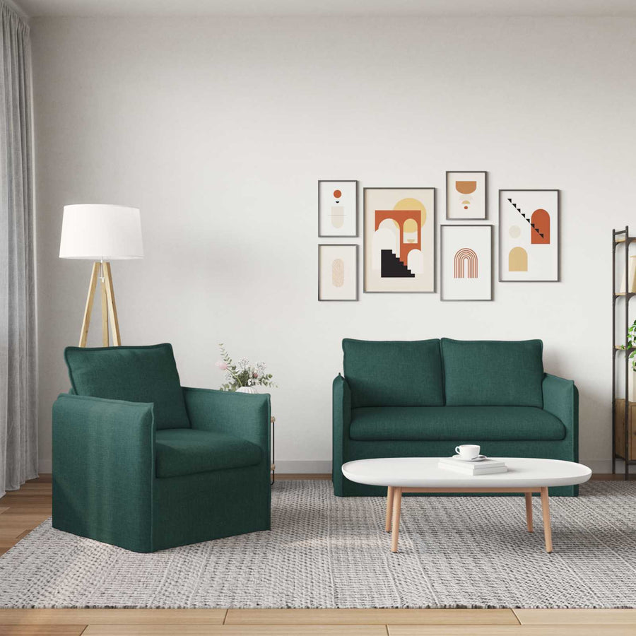 Bank 2 pcs Donkergroen Metaal