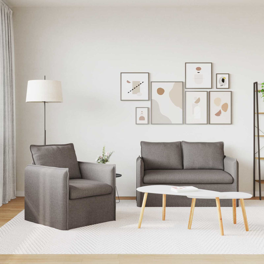 Bank 120cm 2 pcs Taupe Metaal