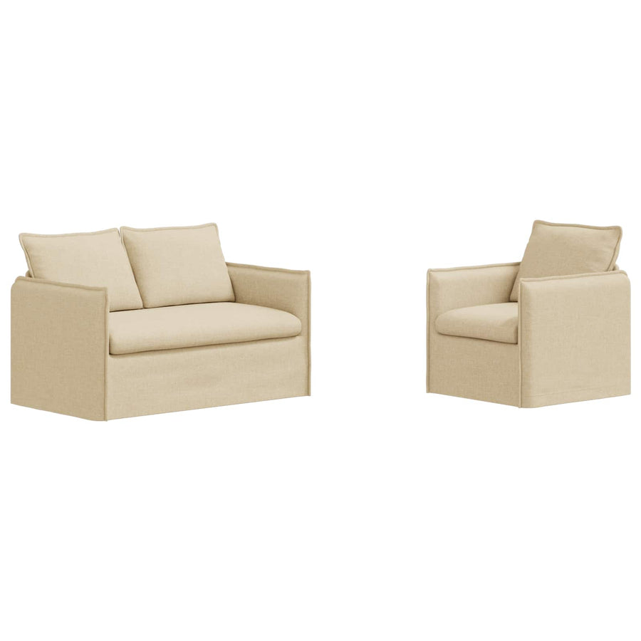 Bank 120cm 2 pcs Crème Metaal