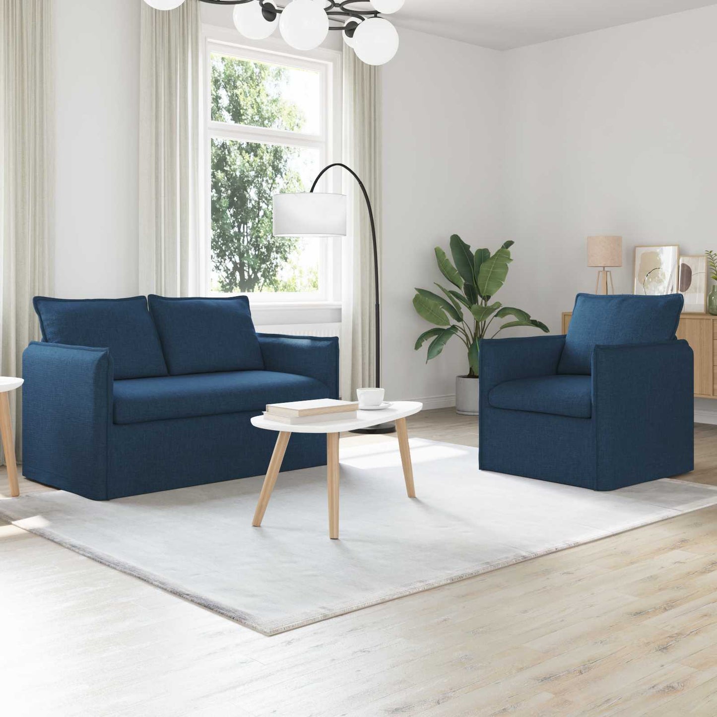 Bank 120cm 2 pcs Blauw Metaal