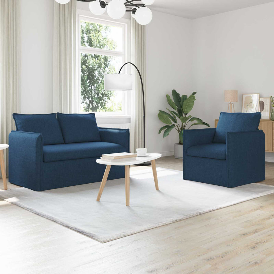 Bank 120cm 2 pcs Blauw Metaal