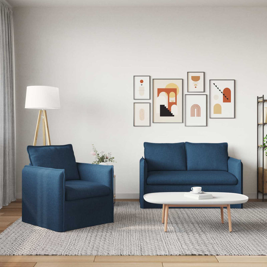 Bank 120cm 2 pcs Blauw Metaal