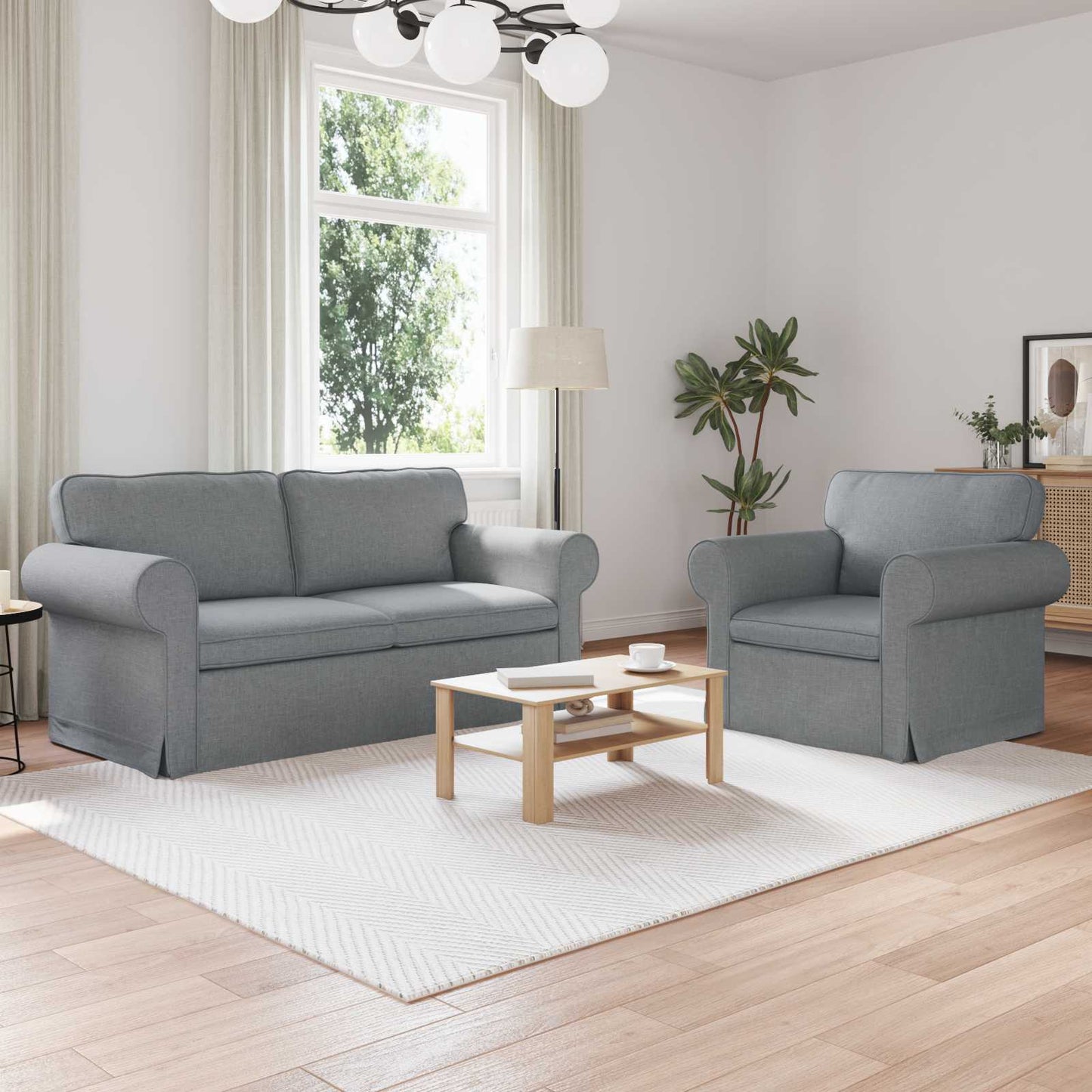 Bank 2 pcs Lichtgrijs Metaal