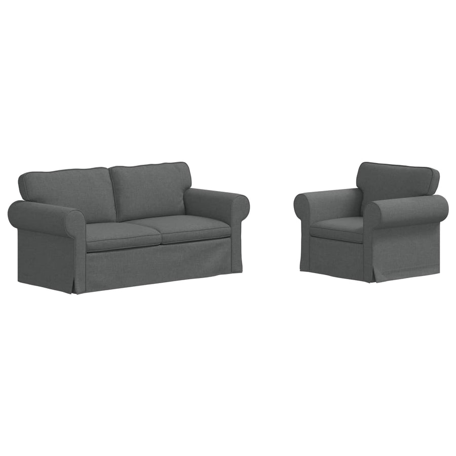 Bank 2 pcs Donkergrijs Metaal