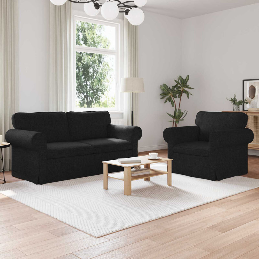 Bank 2 pcs Zwart Metaal