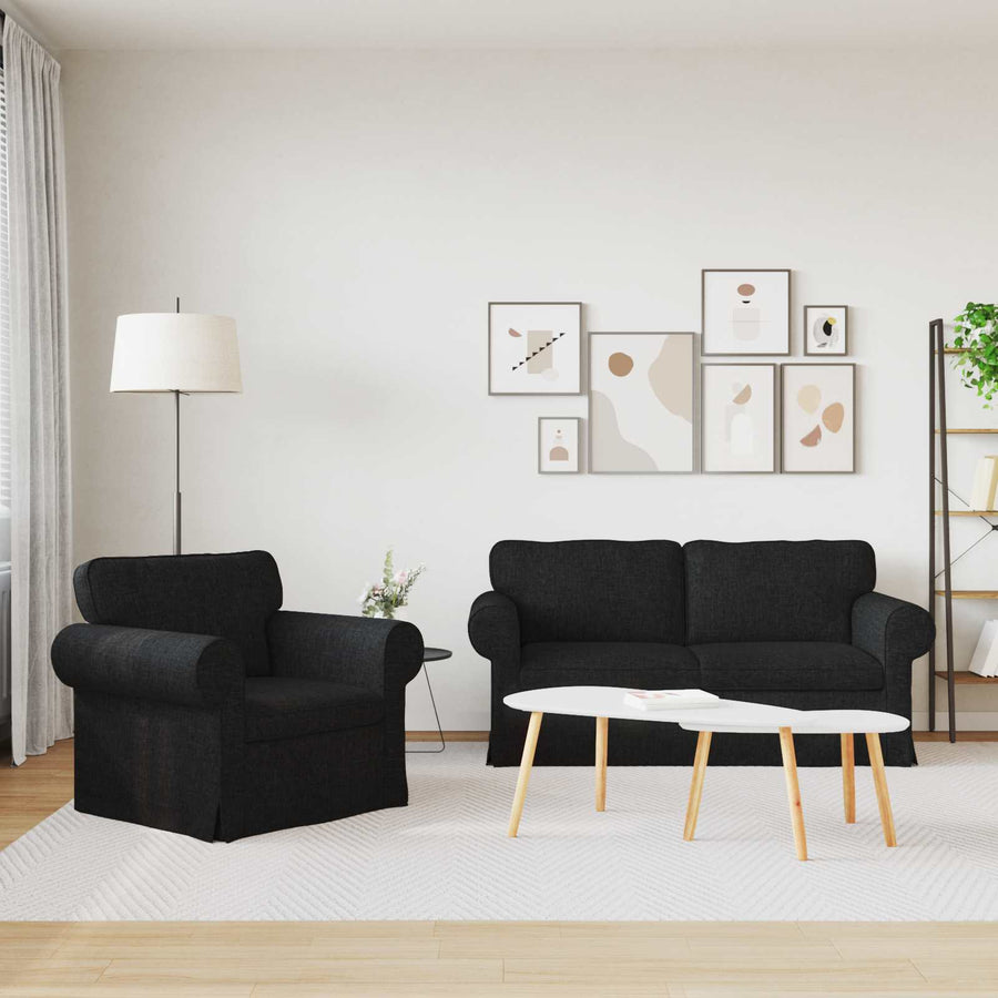 Bank 2 pcs Zwart Metaal