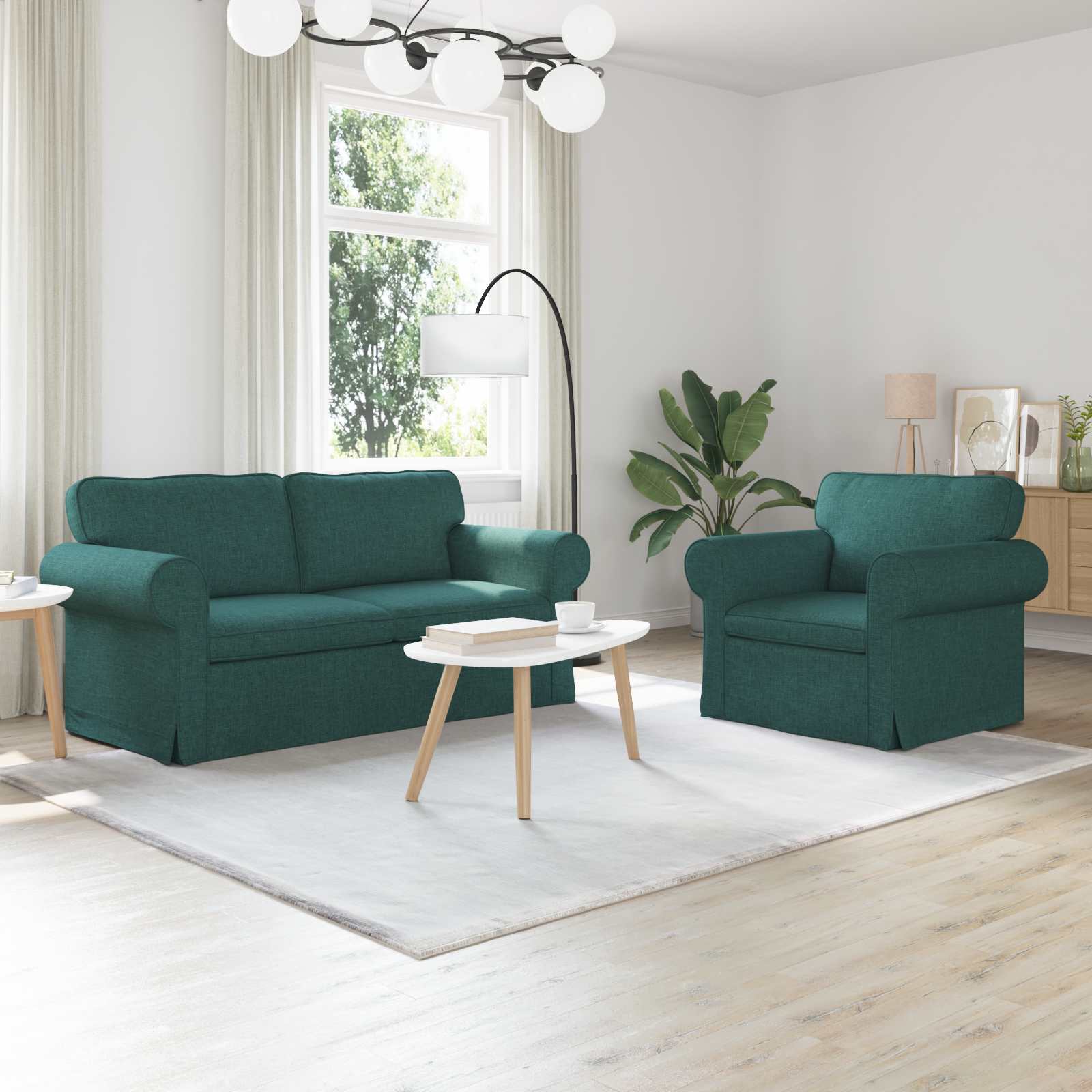 Bank 2 pcs Donkergroen Metaal