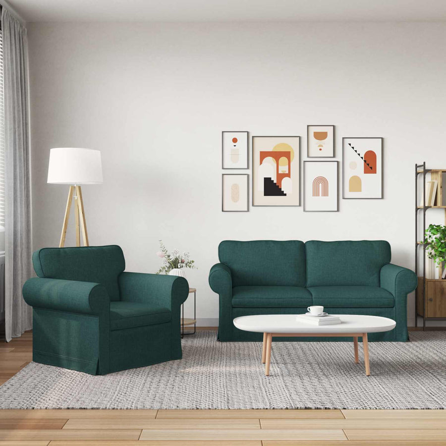 Bank 2 pcs Donkergroen Metaal