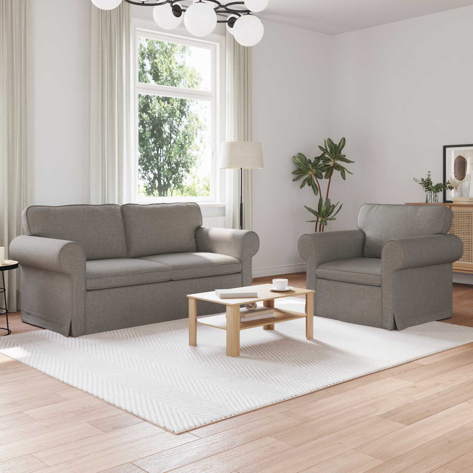Bank 2 pcs Taupe Metaal