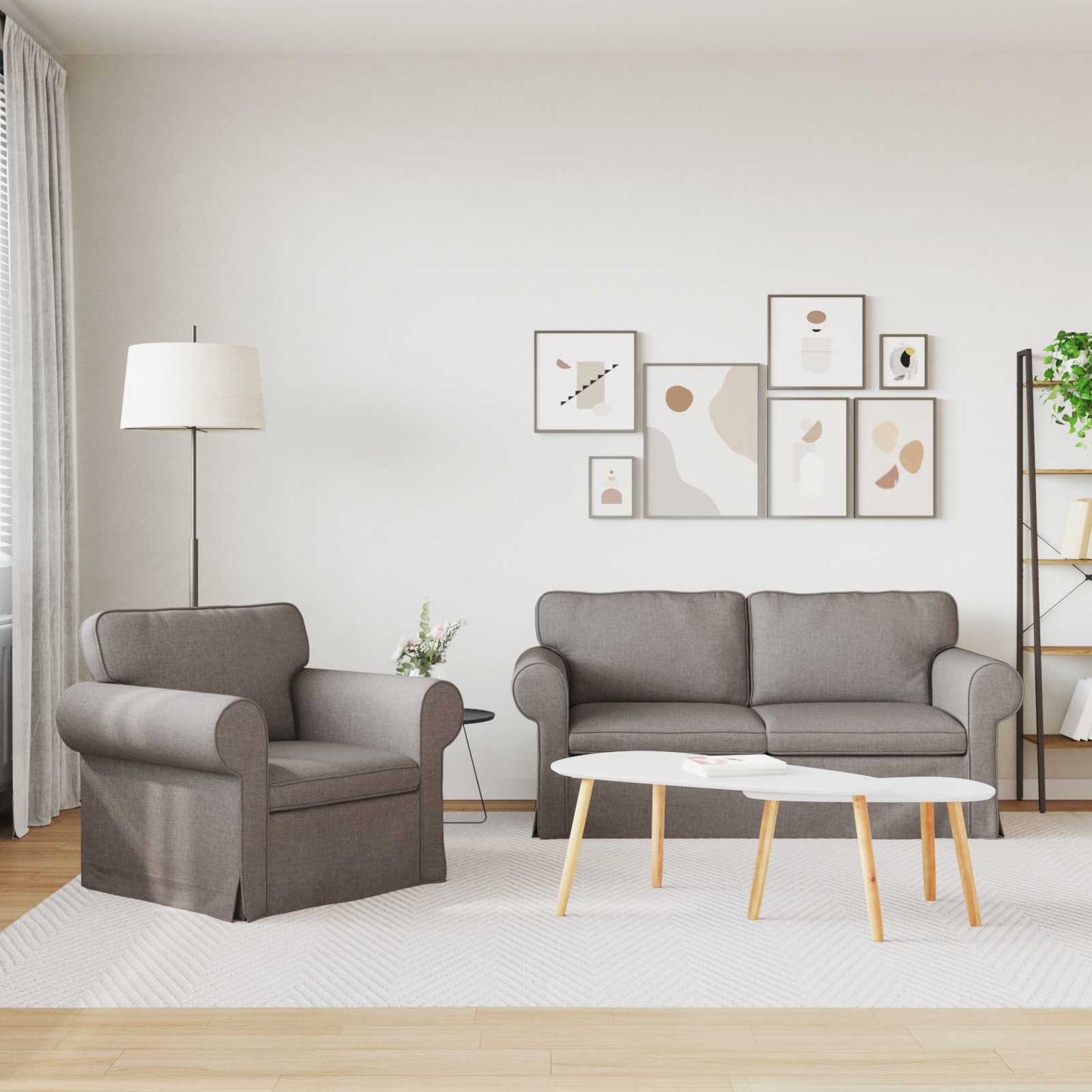Bank 2 pcs Taupe Metaal