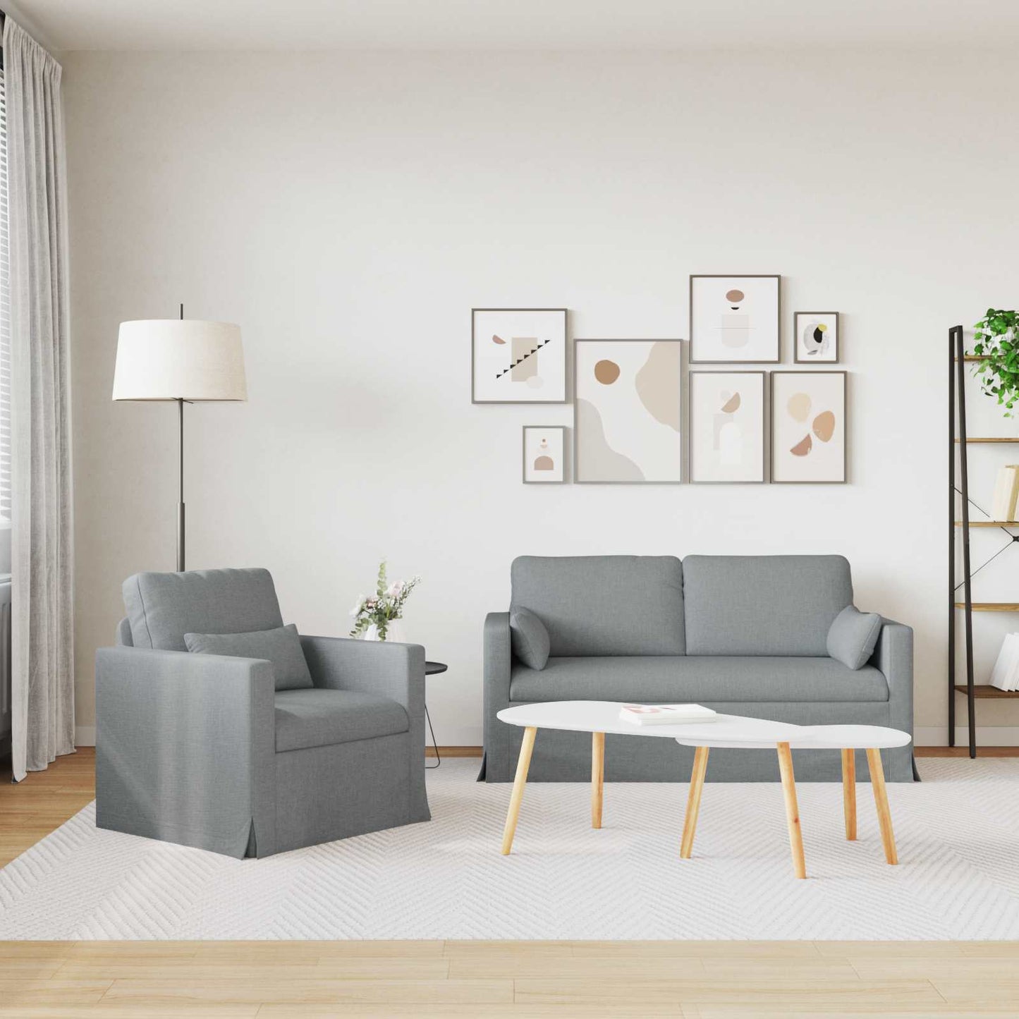 Bank 2 pcs Lichtgrijs Metaal