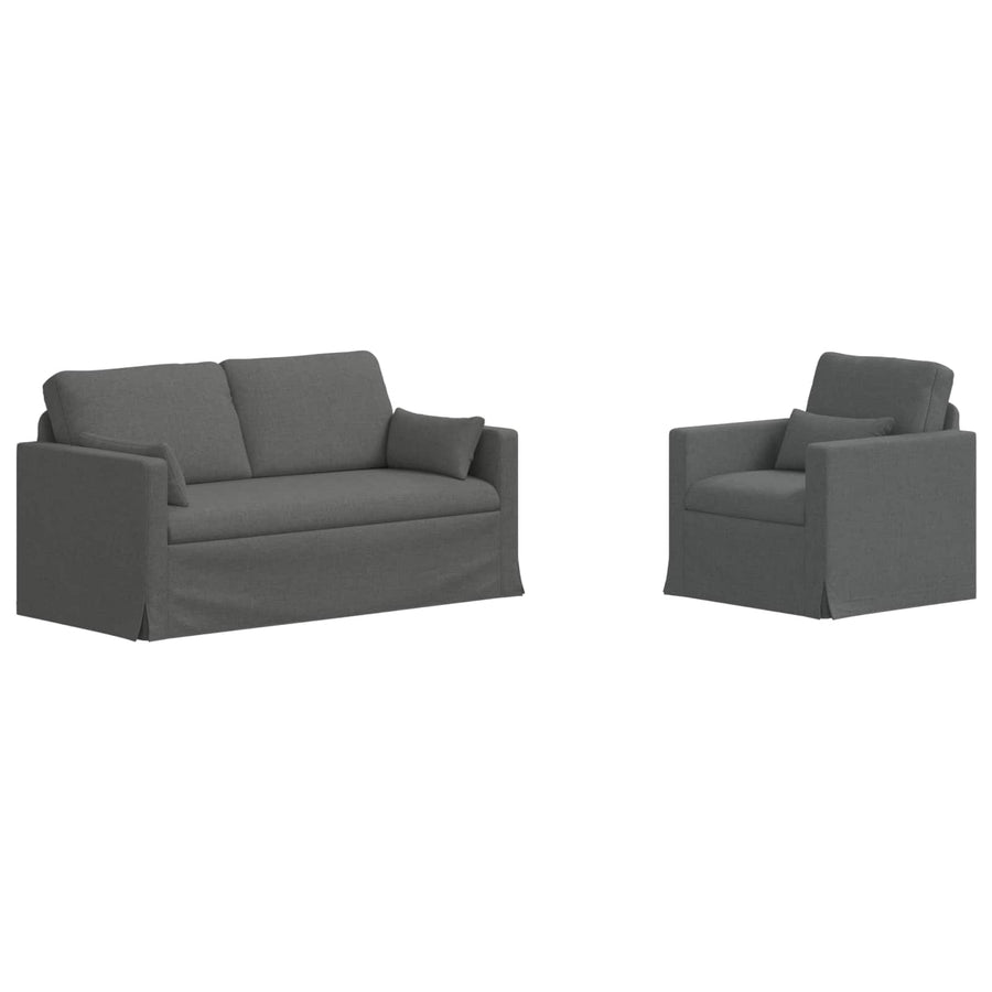 Bank 2 pcs Donkergrijs Metaal