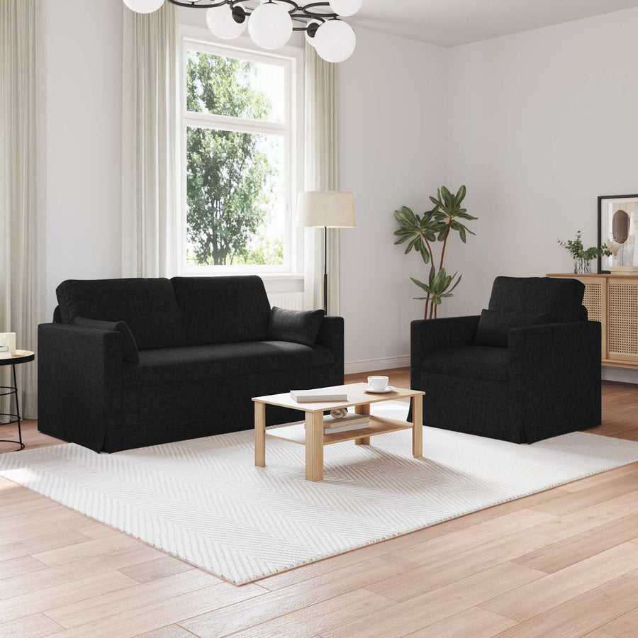 Bank 2 pcs Zwart Metaal