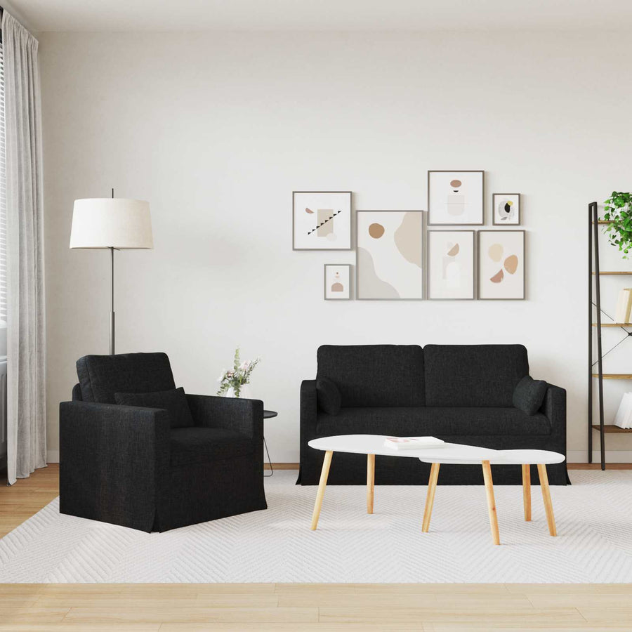 Bank 2 pcs Zwart Metaal