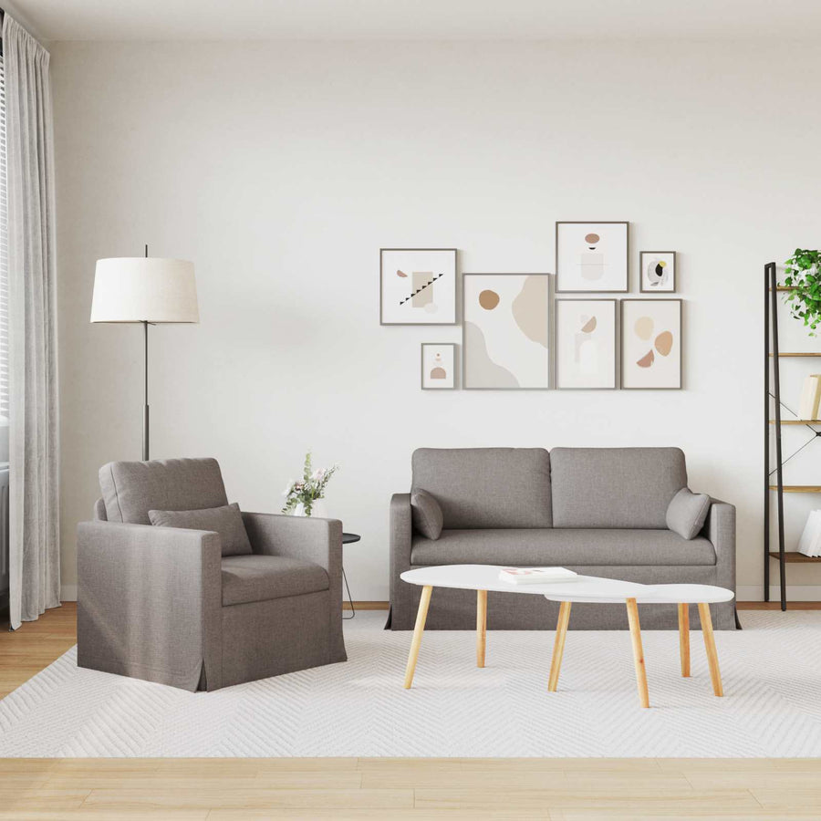 Bank 2 pcs Taupe Metaal