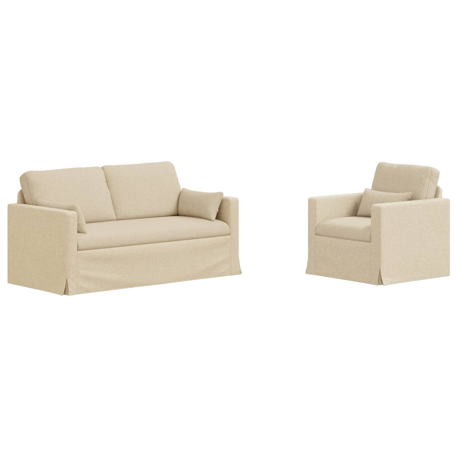 Bank 2 pcs Crème Metaal
