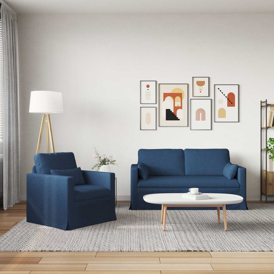 Bank 2 pcs Blauw Metaal