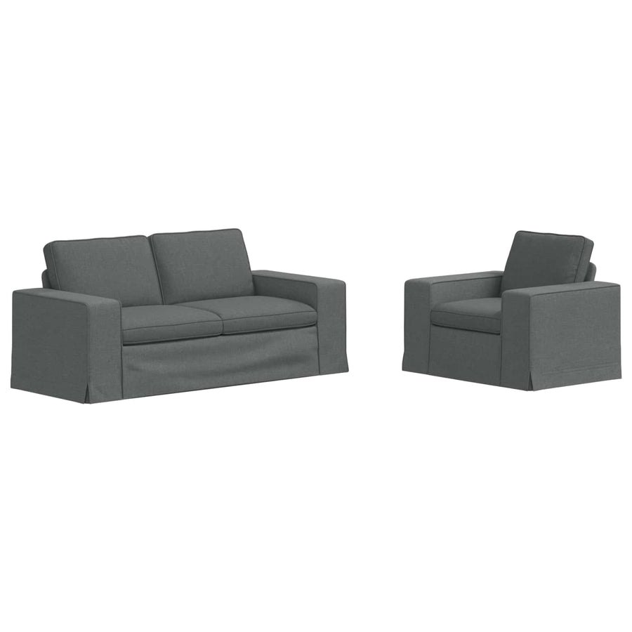 Bank 2 pcs Donkergrijs Metaal