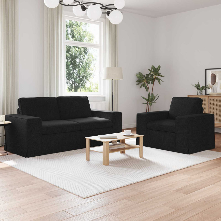 Bank 2 pcs Zwart Metaal