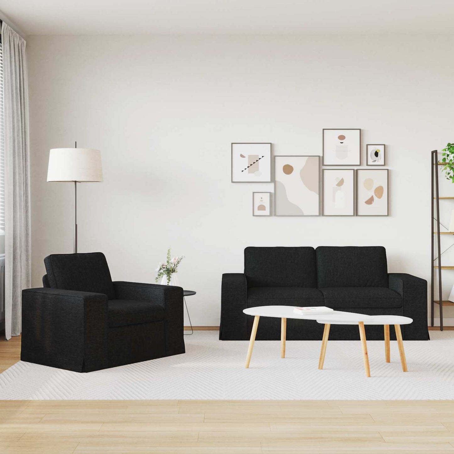 Bank 2 pcs Zwart Metaal
