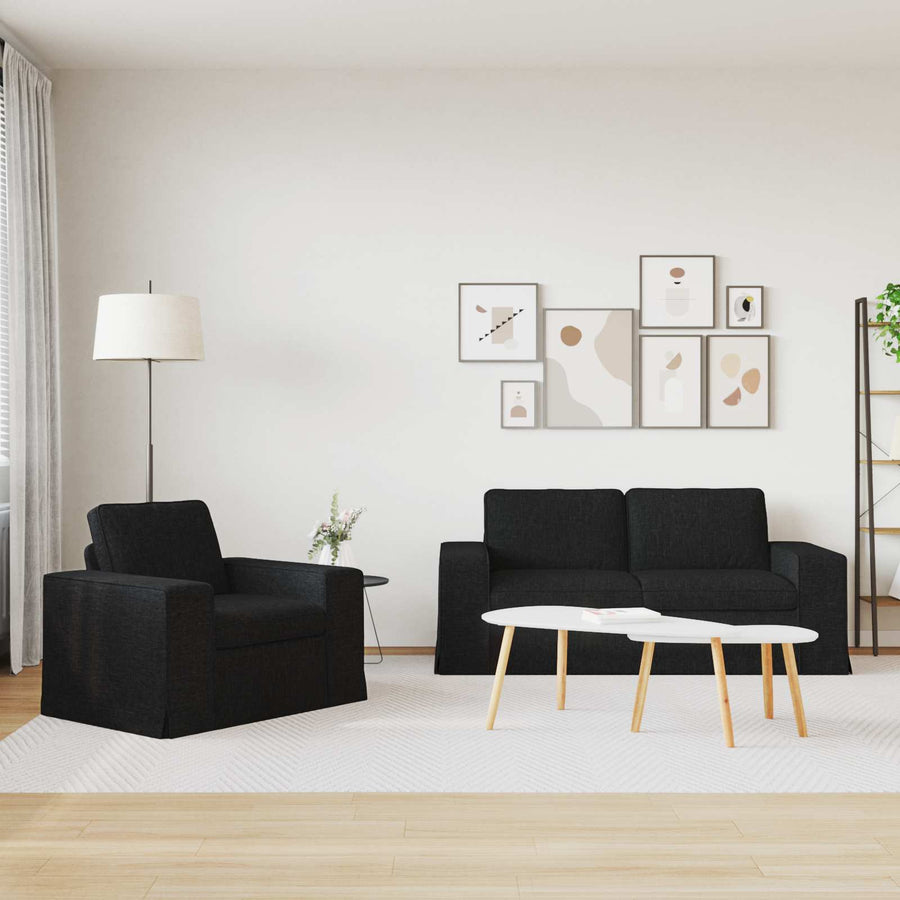 Bank 2 pcs Zwart Metaal