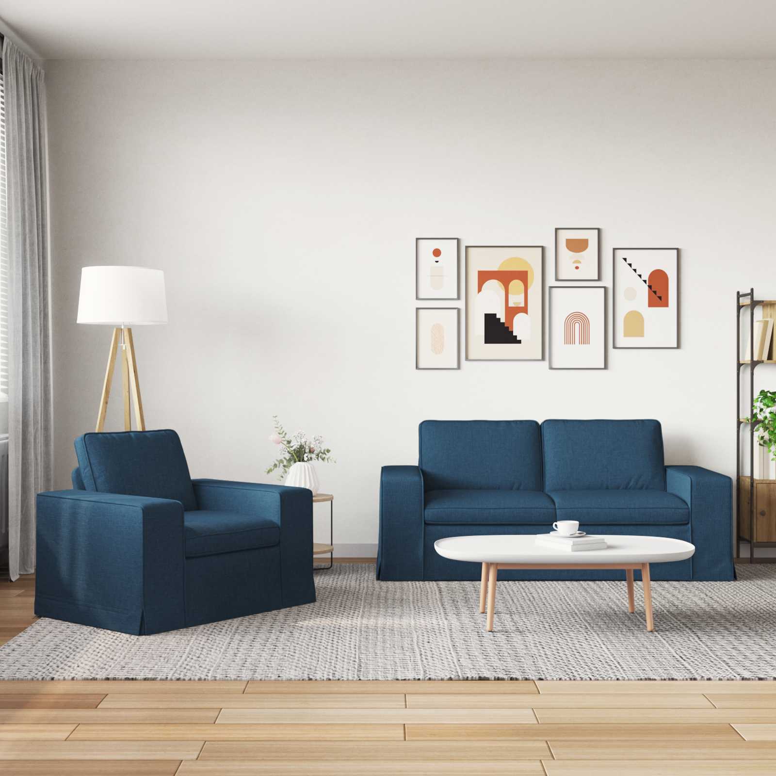 Bank 2 pcs Blauw Metaal