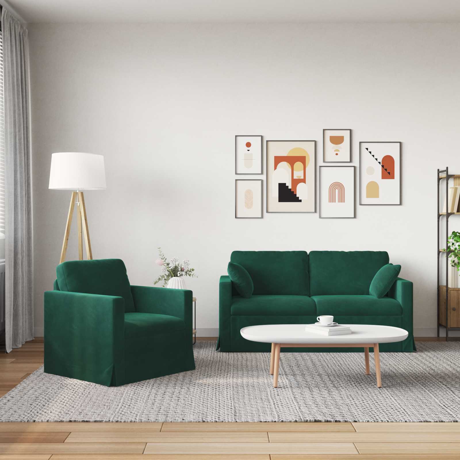 Bank 2 pcs Donkergroen