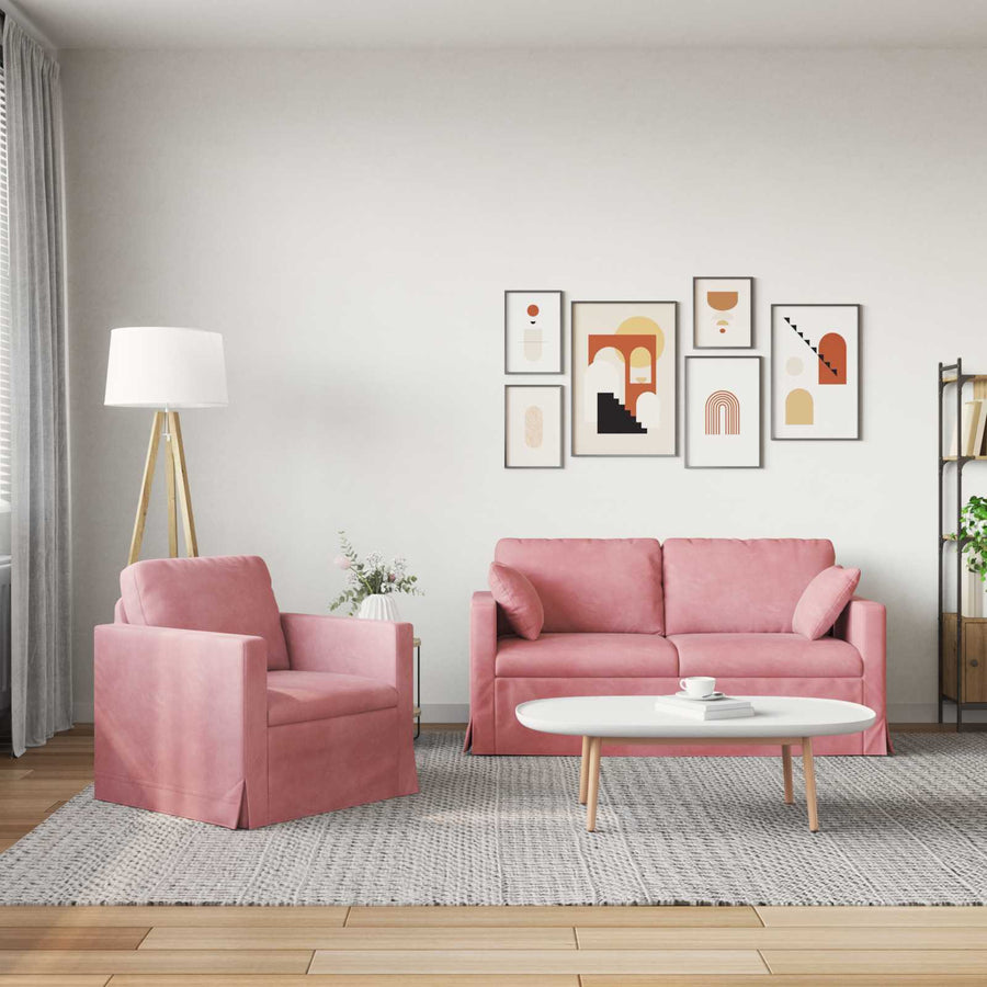 Bank 2 pcs Roze Totale afmetingen: 158 x 78 x 80 cm (B x D x H)