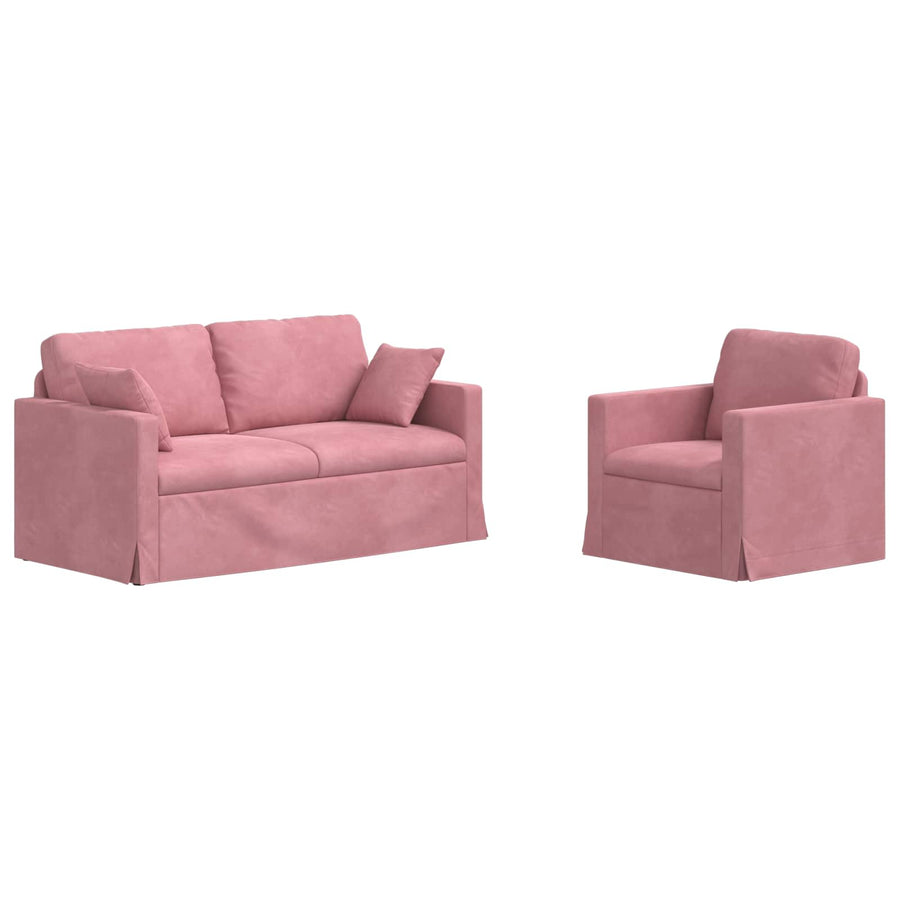 Bank 2 pcs Roze Totale afmetingen: 158 x 78 x 80 cm (B x D x H)