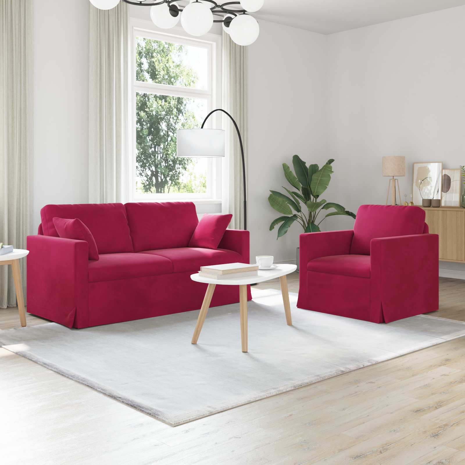 Bank 2 pcs Wijnrood