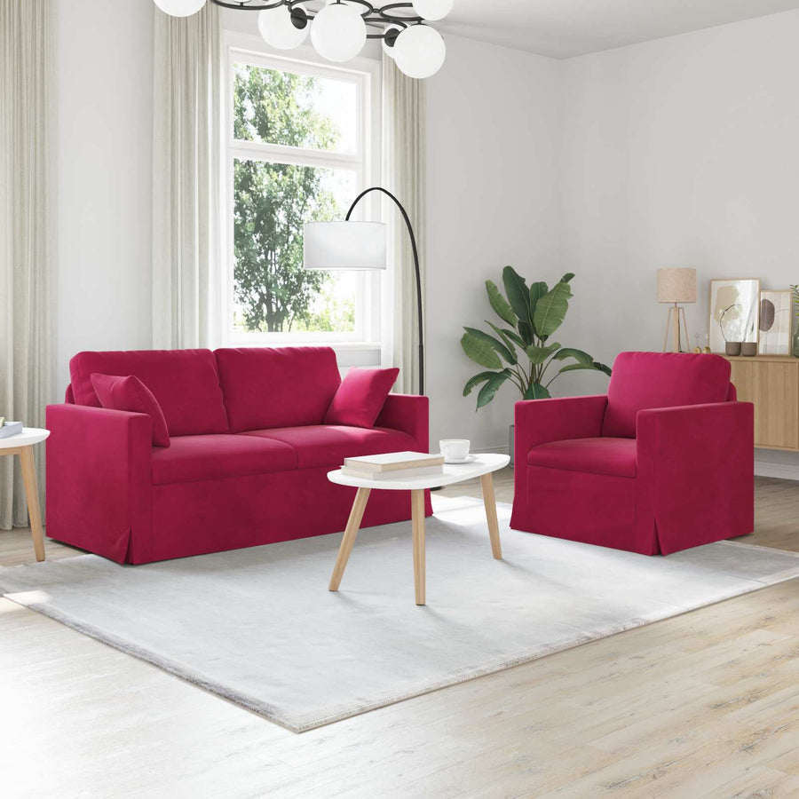Bank 2 pcs Wijnrood