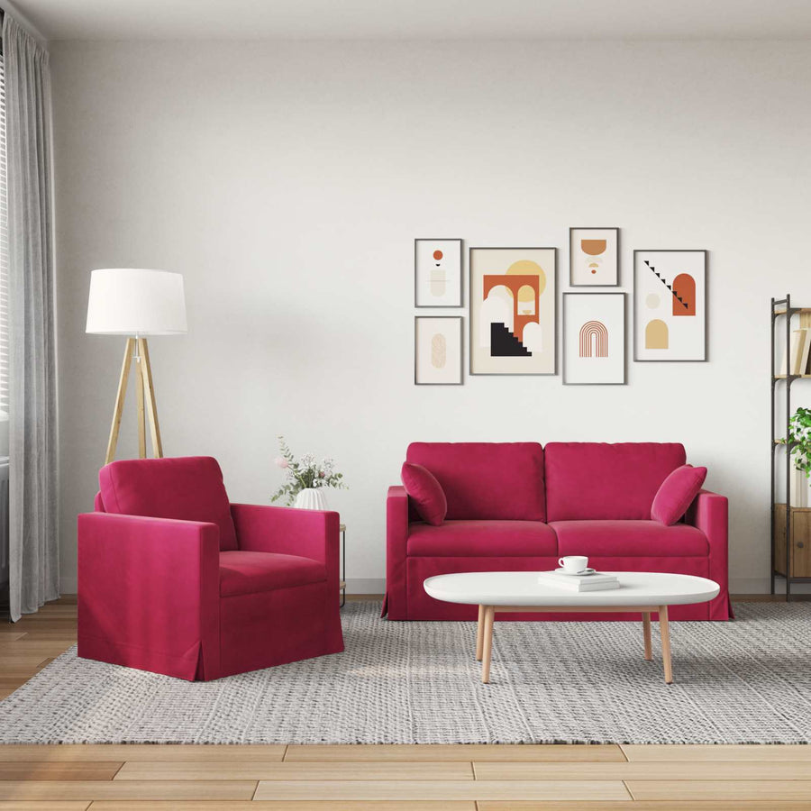 Bank 2 pcs Wijnrood