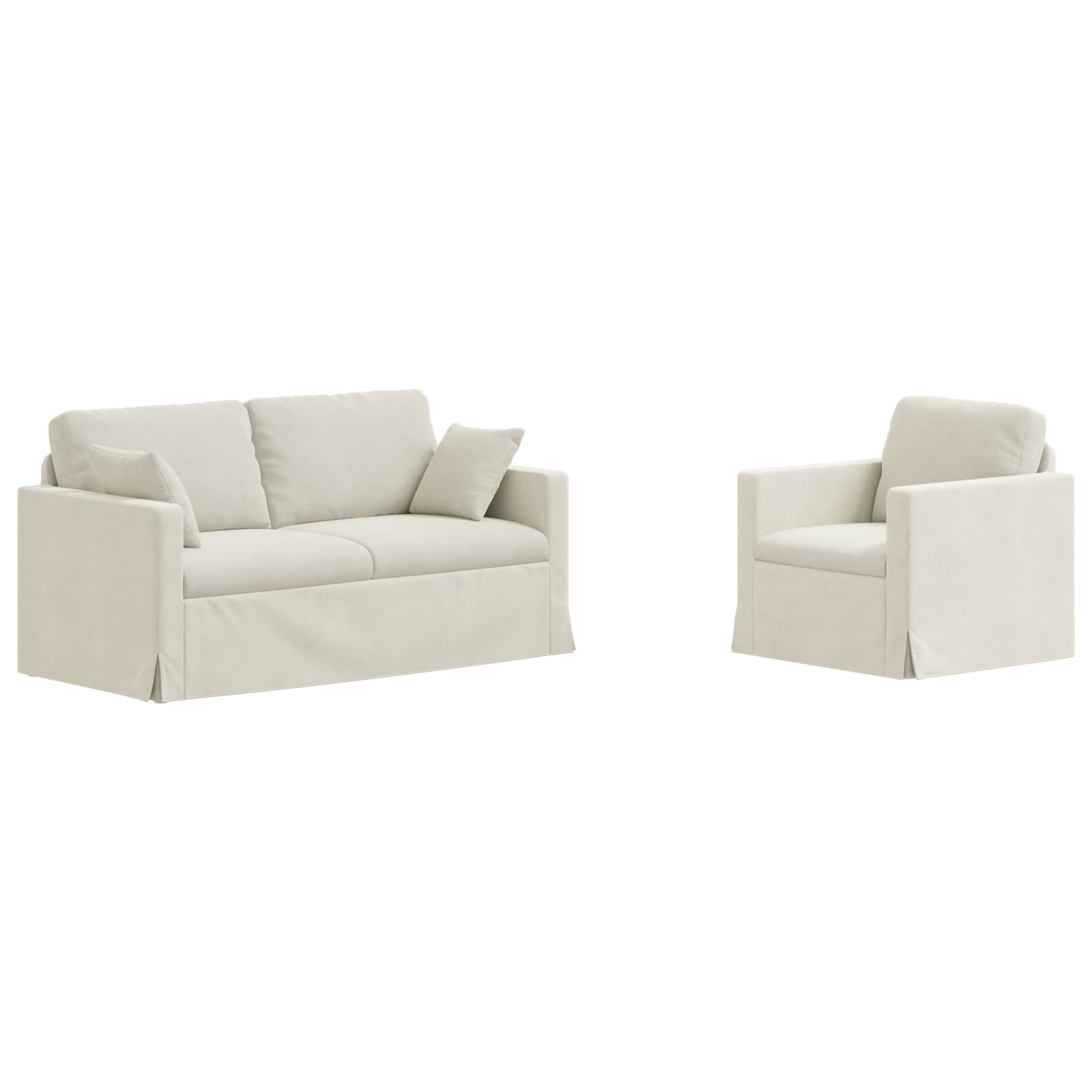 Bank 2 pcs Crème 158 x 78 x 80 cm Fluweel