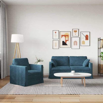 Bank 2 pcs Blauw 158 x 78 x 80 cm Fluweel