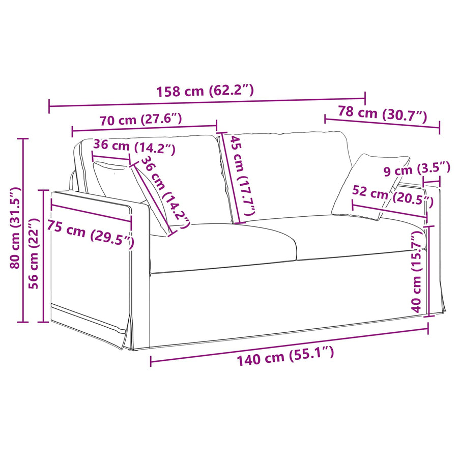Bank 2 pcs Blauw 158 x 78 x 80 cm Fluweel