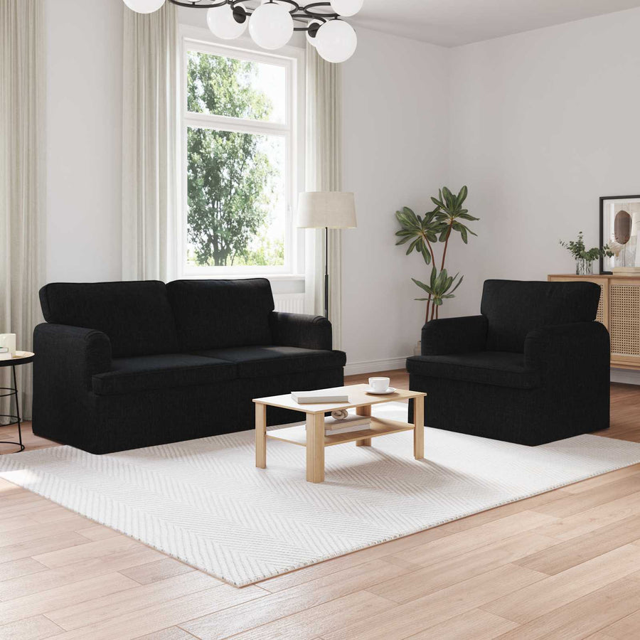 Bank 140cm 2 pcs Zwart Metaal