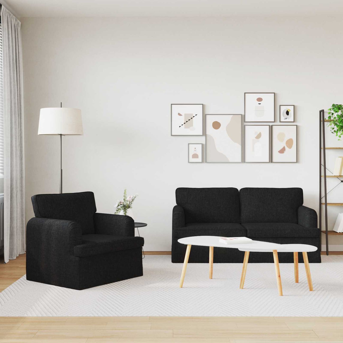 Bank 140cm 2 pcs Zwart Metaal