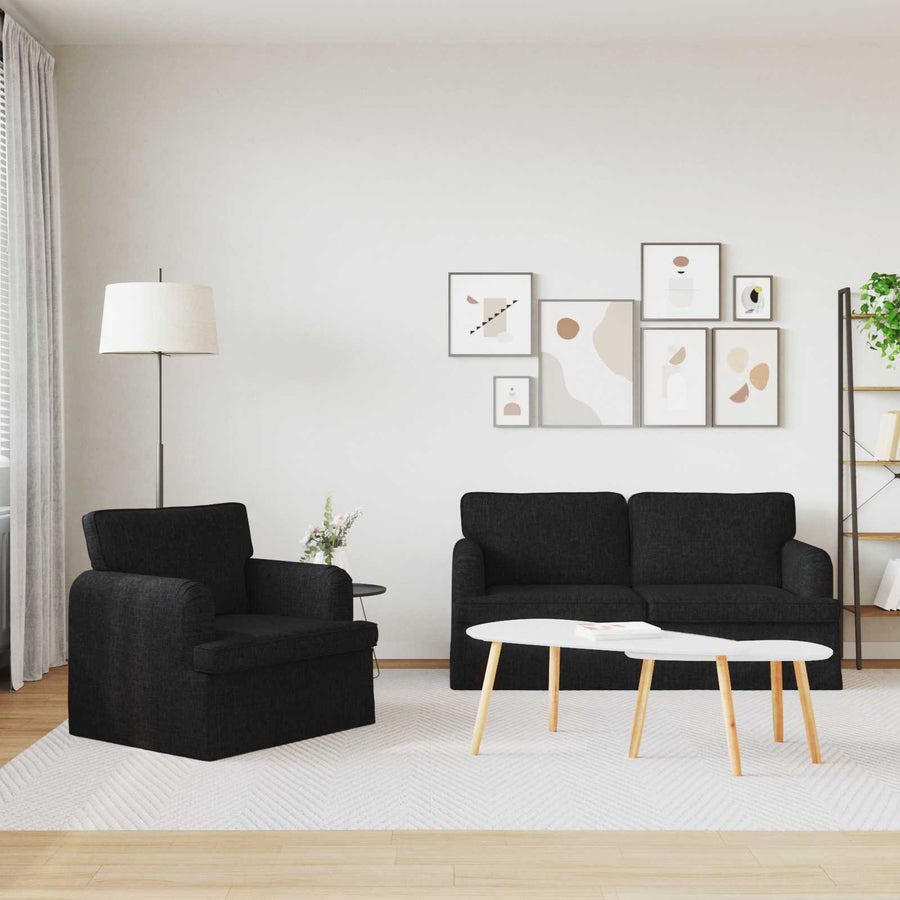 Bank 140cm 2 pcs Zwart Metaal