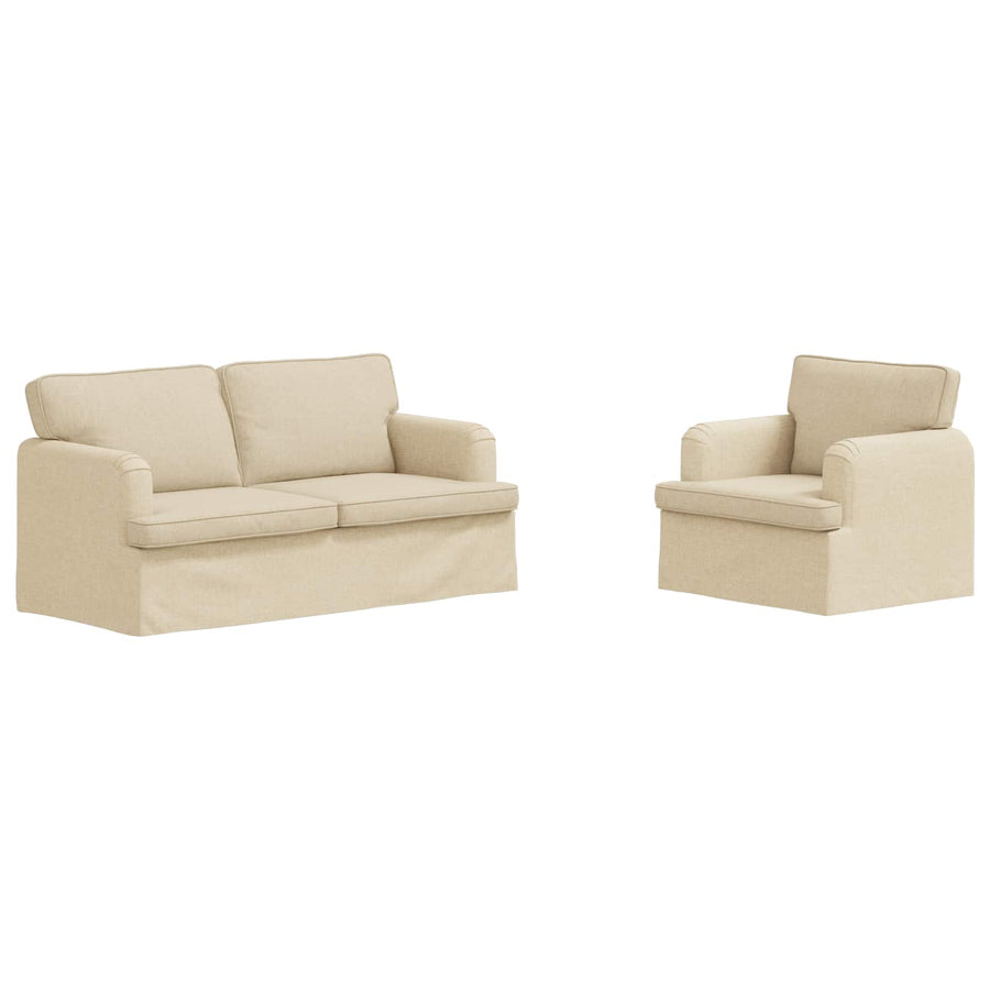 Bank 2 pcs Crème Metaal