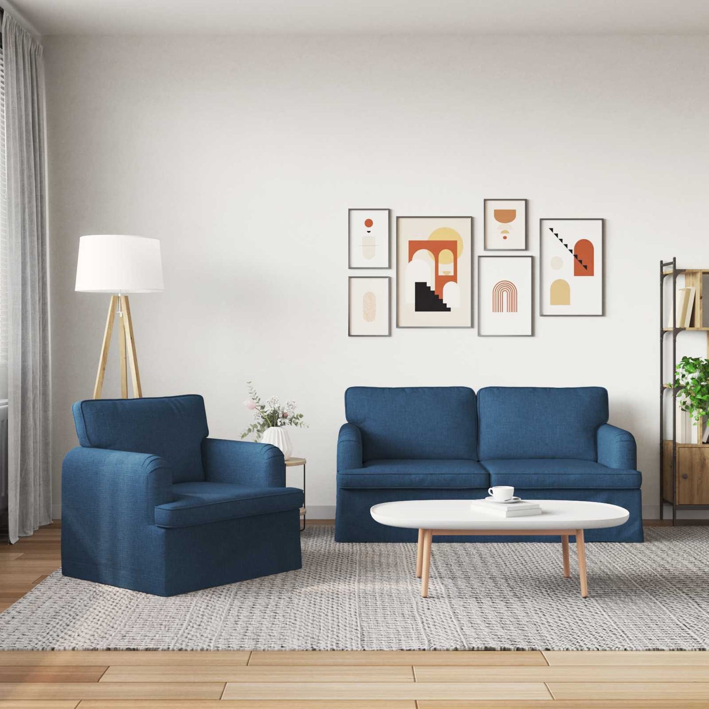 Bank 140cm 2 pcs Blauw Metaal