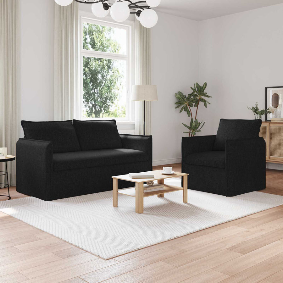 Bank 140cm 2 pcs Zwart Metaal