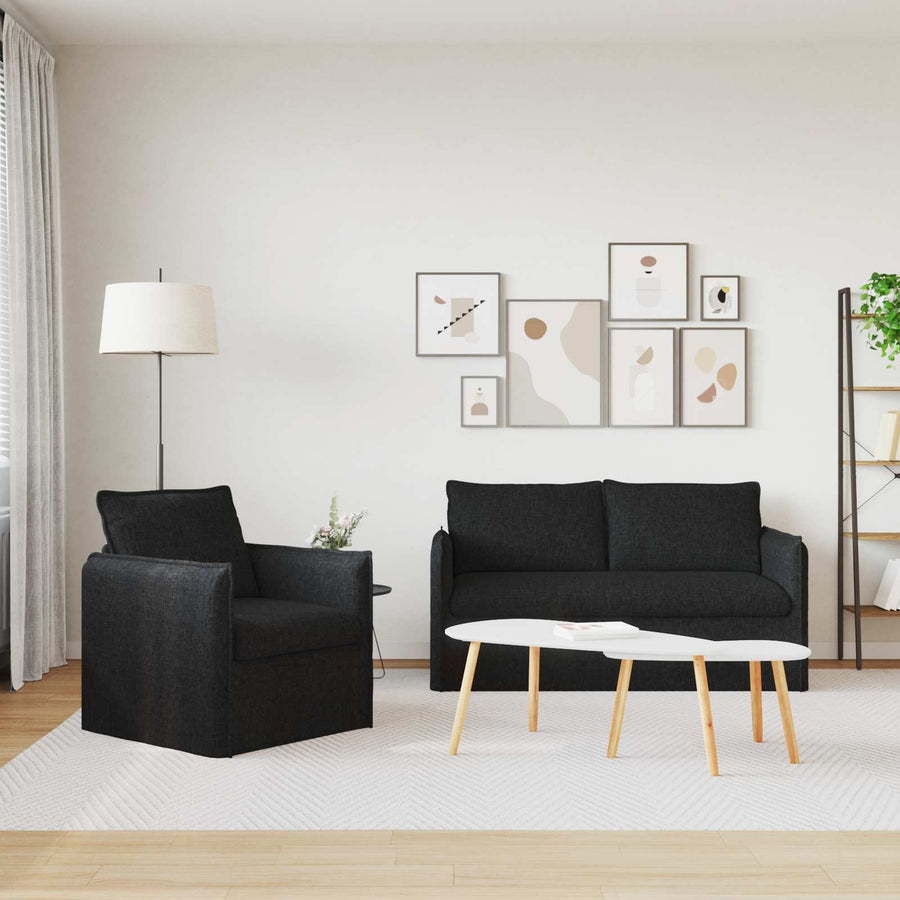 Bank 140cm 2 pcs Zwart Metaal